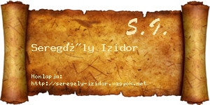 Seregély Izidor névjegykártya